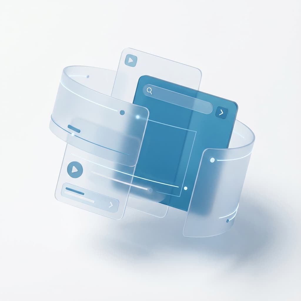 Abstract illustration representing AI-powered software interfaces and dashboards